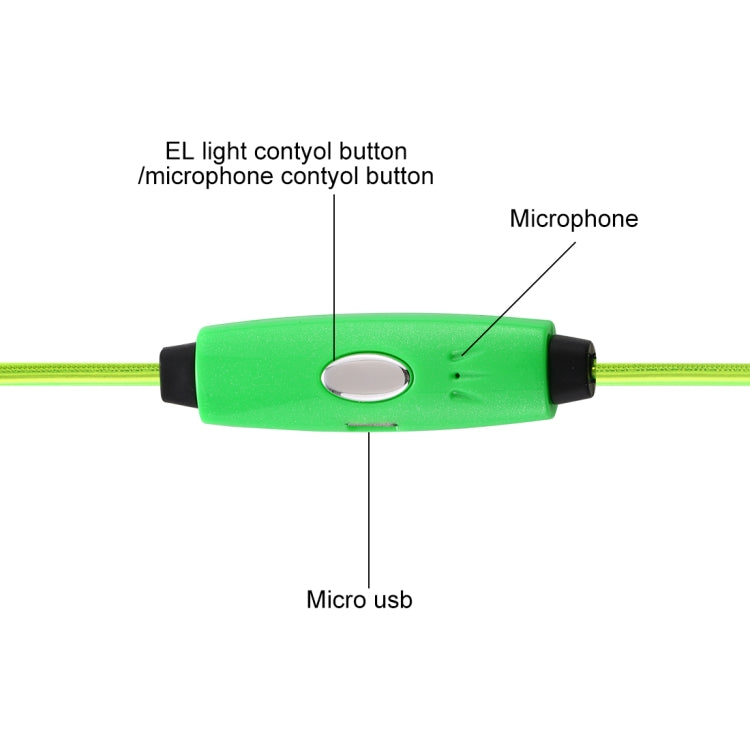 1.1m 3.5mm Plug Universal Stereo Visible EL Flowing Light Earphones with Mic