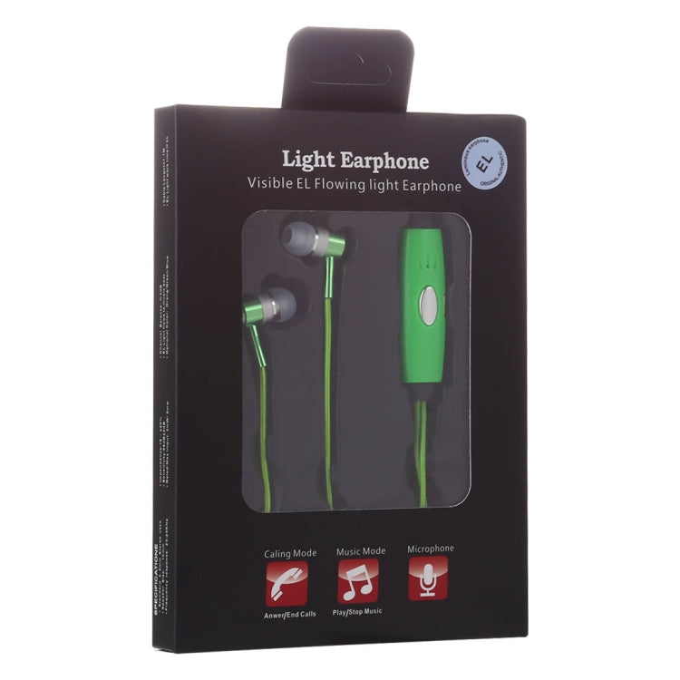 1.1m 3.5mm Plug Universal Stereo Visible EL Flowing Light Earphones with Mic
