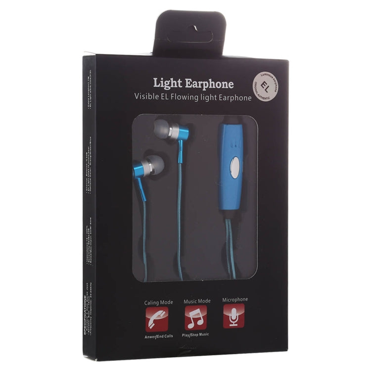 1.1m 3.5mm Plug Universal Stereo Visible EL Flowing Light Earphones with Mic