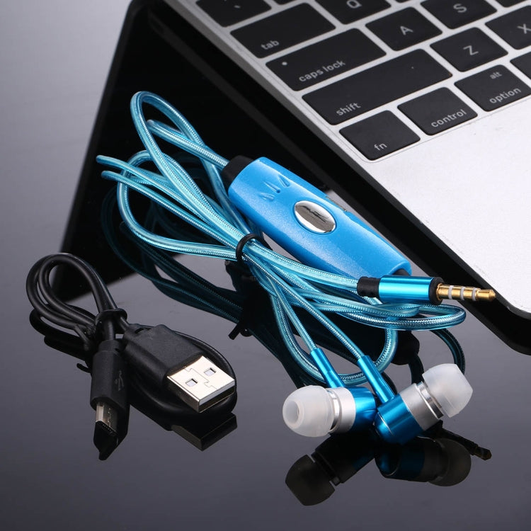1.1m 3.5mm Plug Universal Stereo Visible EL Flowing Light Earphones with Mic