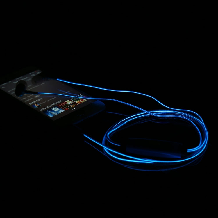 1.1m 3.5mm Plug Universal Stereo Visible EL Flowing Light Earphones with Mic