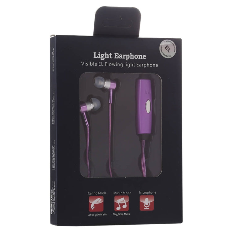 1.1m 3.5mm Plug Universal Stereo Visible EL Flowing Light Earphones with Mic