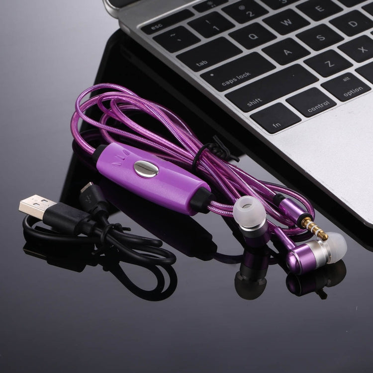 1.1m 3.5mm Plug Universal Stereo Visible EL Flowing Light Earphones with Mic