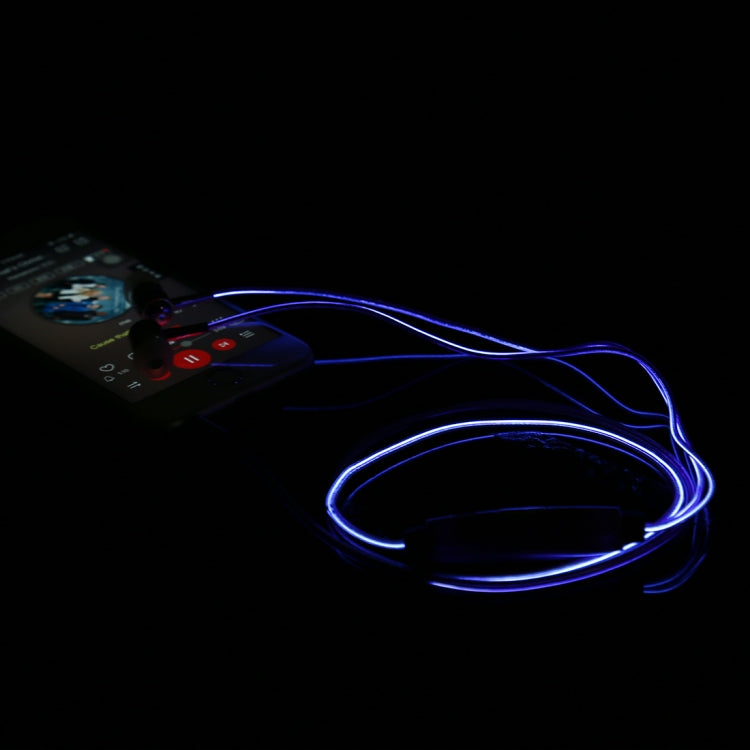 1.1m 3.5mm Plug Universal Stereo Visible EL Flowing Light Earphones with Mic