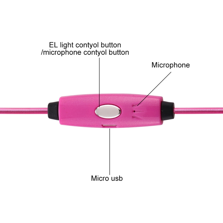 1.1m 3.5mm Plug Universal Stereo Visible EL Flowing Light Earphones with Mic