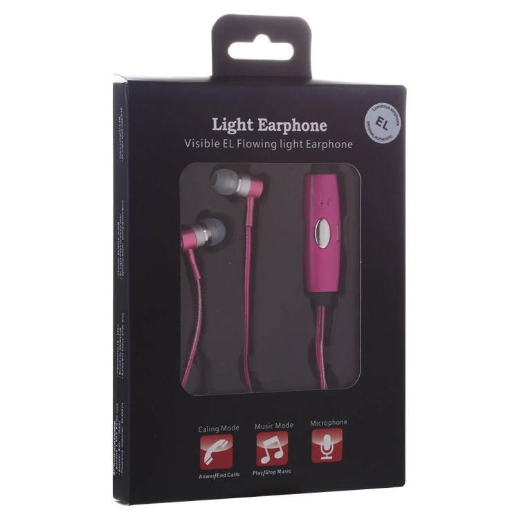 1.1m 3.5mm Plug Universal Stereo Visible EL Flowing Light Earphones with Mic