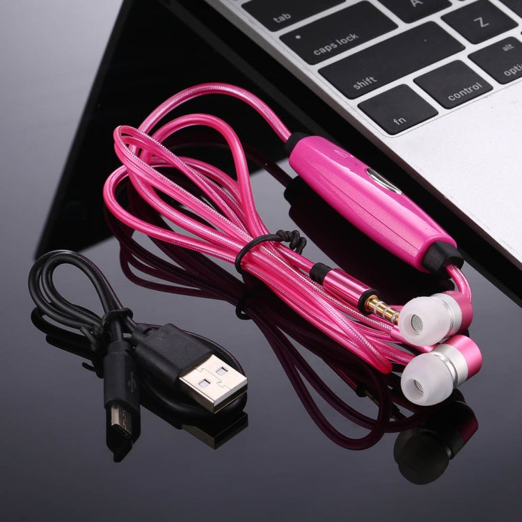1.1m 3.5mm Plug Universal Stereo Visible EL Flowing Light Earphones with Mic