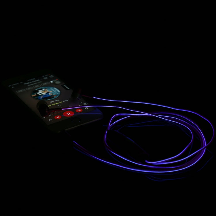 1.1m 3.5mm Plug Universal Stereo Visible EL Flowing Light Earphones with Mic