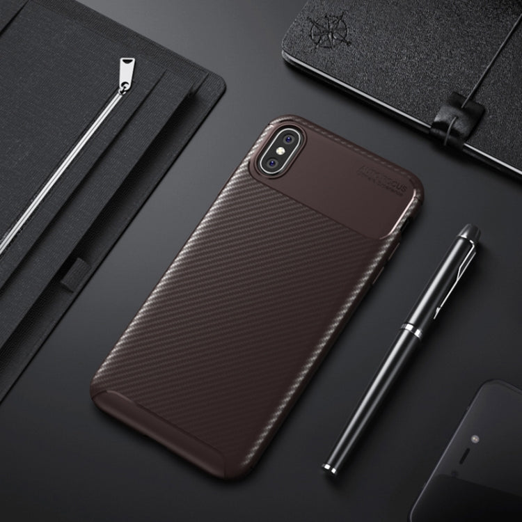 For iPhone X / XS Beetle Shape Carbon Fiber Texture Shockproof TPU Case
