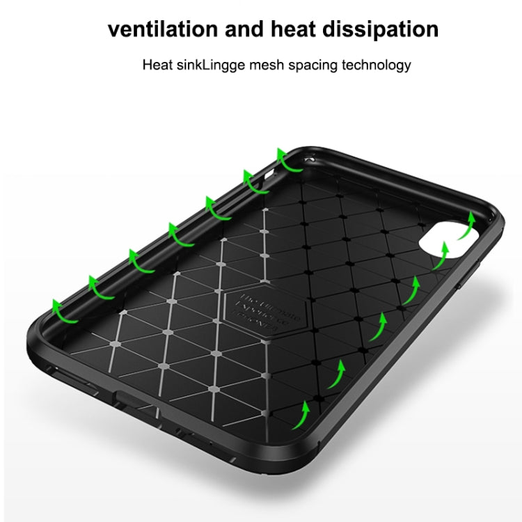 For iPhone X / XS Beetle Shape Carbon Fiber Texture Shockproof TPU Case