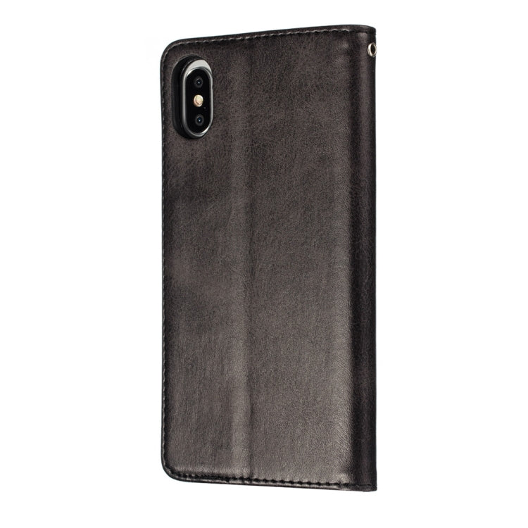 For iPhone X / XS Calf Texture Zipper Magnetic Horizontal Flip Leather Case with Wallet & Holder & Card Slots