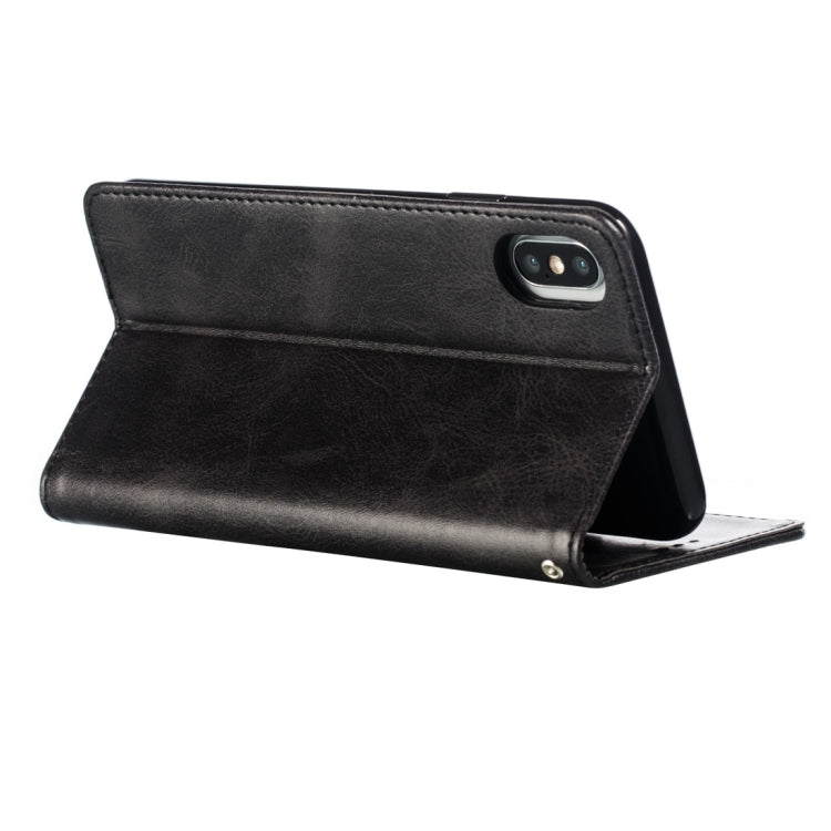 For iPhone X / XS Calf Texture Zipper Magnetic Horizontal Flip Leather Case with Wallet & Holder & Card Slots