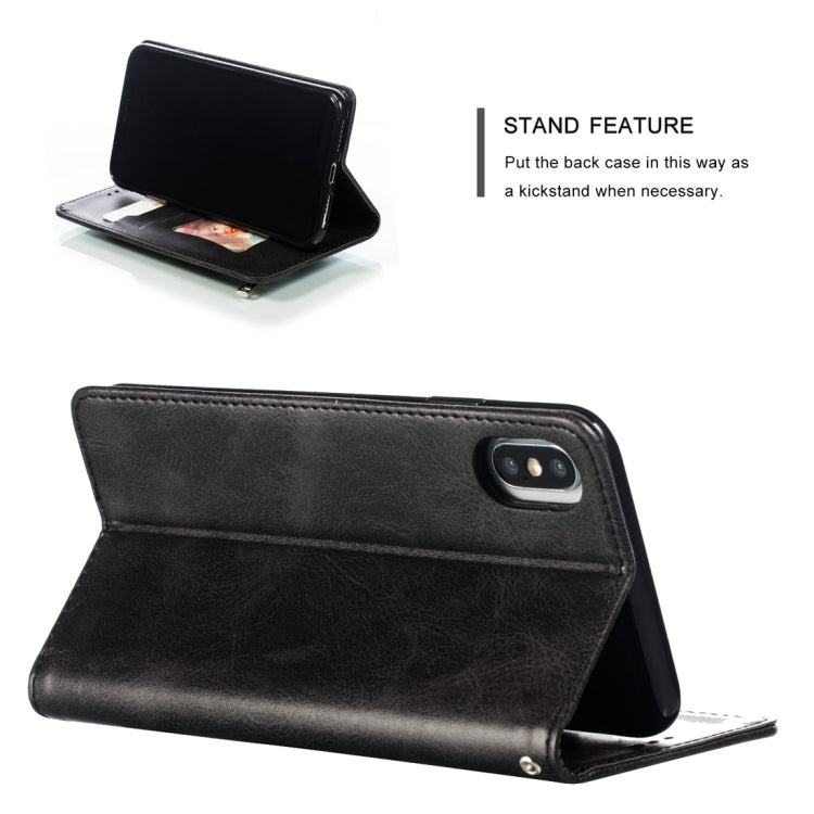 For iPhone X / XS Calf Texture Zipper Magnetic Horizontal Flip Leather Case with Wallet & Holder & Card Slots