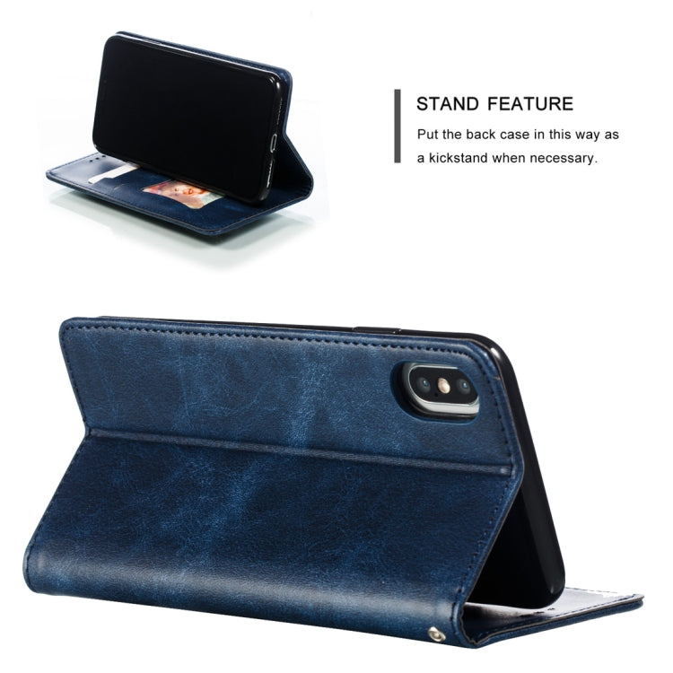 For iPhone X / XS Calf Texture Zipper Magnetic Horizontal Flip Leather Case with Wallet & Holder & Card Slots