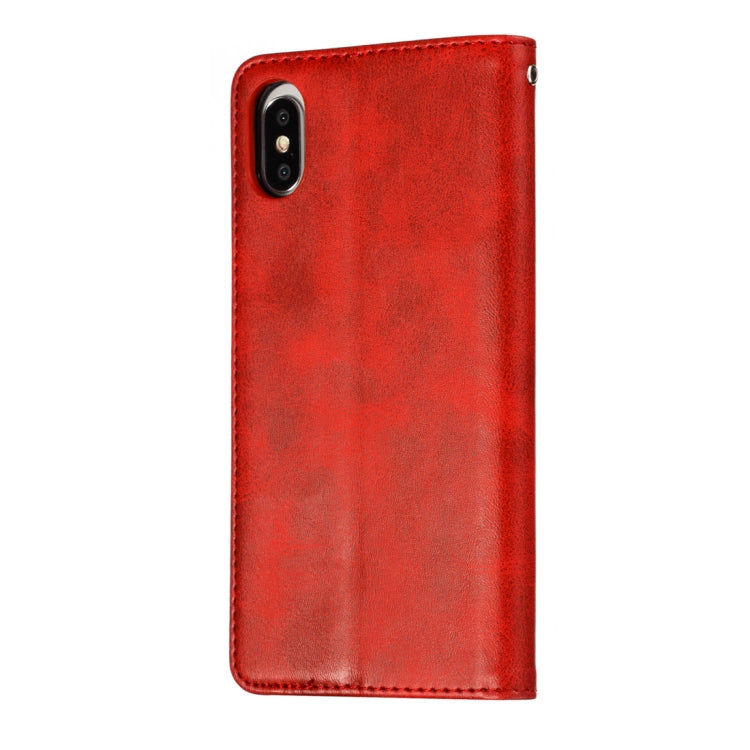 For iPhone X / XS Calf Texture Zipper Magnetic Horizontal Flip Leather Case with Wallet & Holder & Card Slots