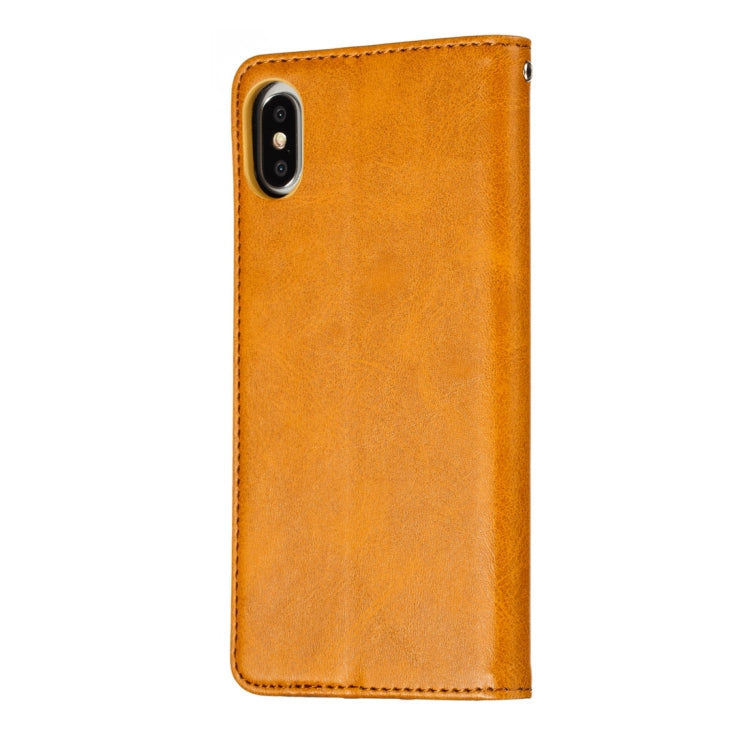 For iPhone X / XS Calf Texture Zipper Magnetic Horizontal Flip Leather Case with Wallet & Holder & Card Slots