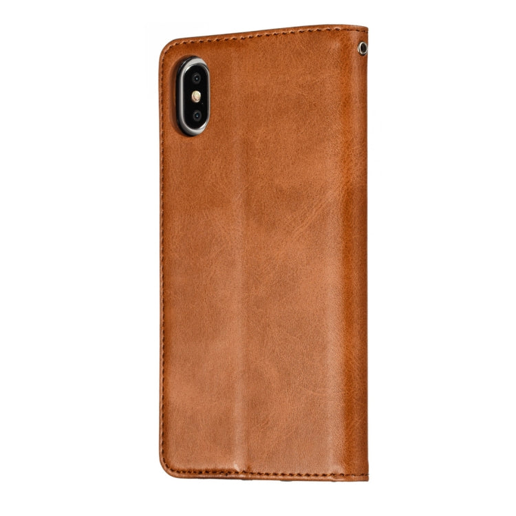 For iPhone X / XS Calf Texture Zipper Magnetic Horizontal Flip Leather Case with Wallet & Holder & Card Slots