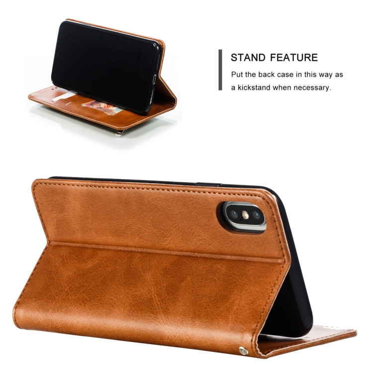 For iPhone X / XS Calf Texture Zipper Magnetic Horizontal Flip Leather Case with Wallet & Holder & Card Slots