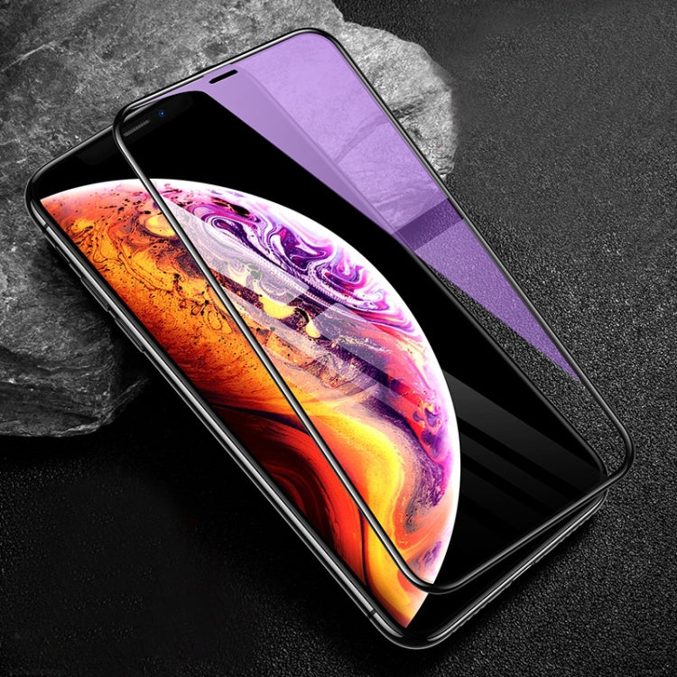 For iPhone 11 Pro / XS / X mocolo 0.33mm 9H 3D Round Edge Anti Blue-ray Tempered Glass Film(Black)