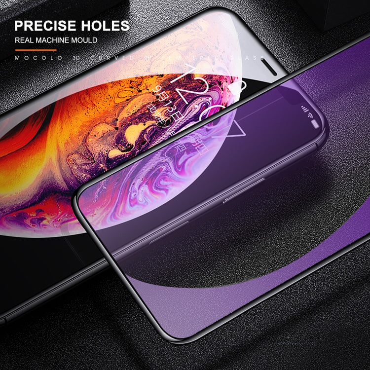 For iPhone 11 Pro / XS / X mocolo 0.33mm 9H 3D Round Edge Anti Blue-ray Tempered Glass Film(Black)
