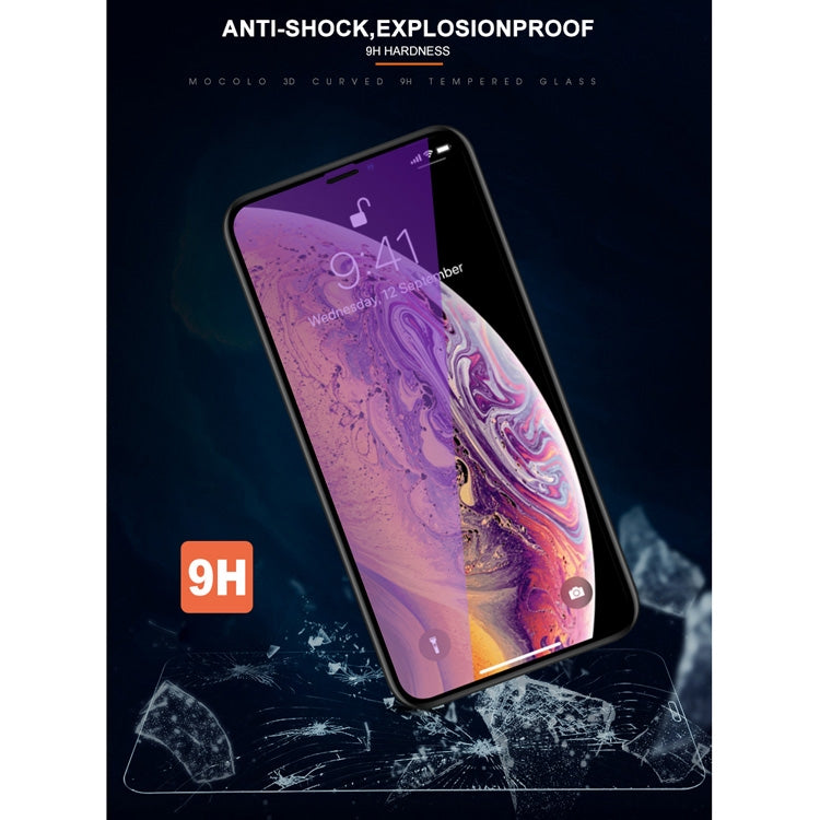 For iPhone 11 Pro / XS / X mocolo 0.33mm 9H 3D Round Edge Anti Blue-ray Tempered Glass Film(Black)