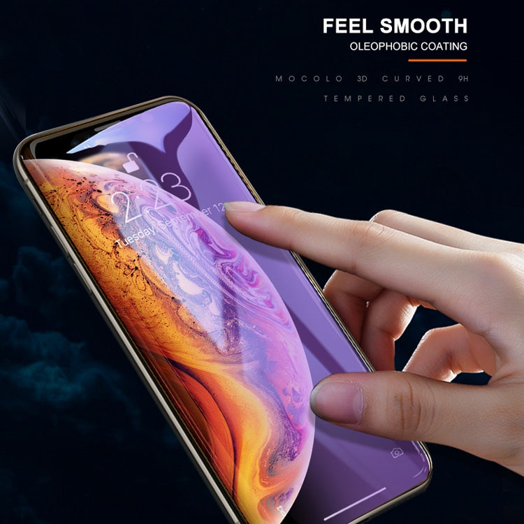 For iPhone 11 Pro / XS / X mocolo 0.33mm 9H 3D Round Edge Anti Blue-ray Tempered Glass Film(Black)