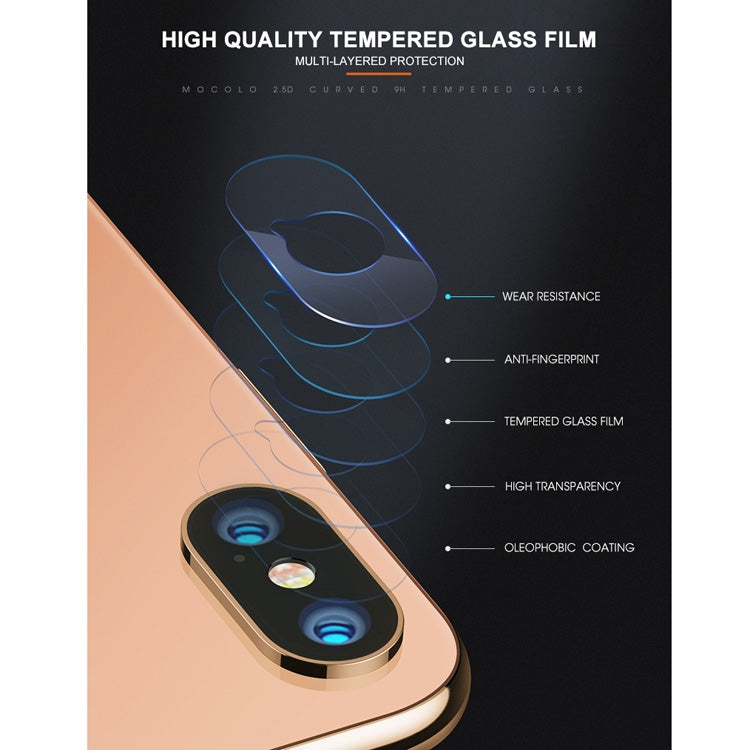For iPhone XS / X mocolo 0.15mm 9H 2.5D Round Edge Rear Camera Lens Tempered Glass Film (Transparent)