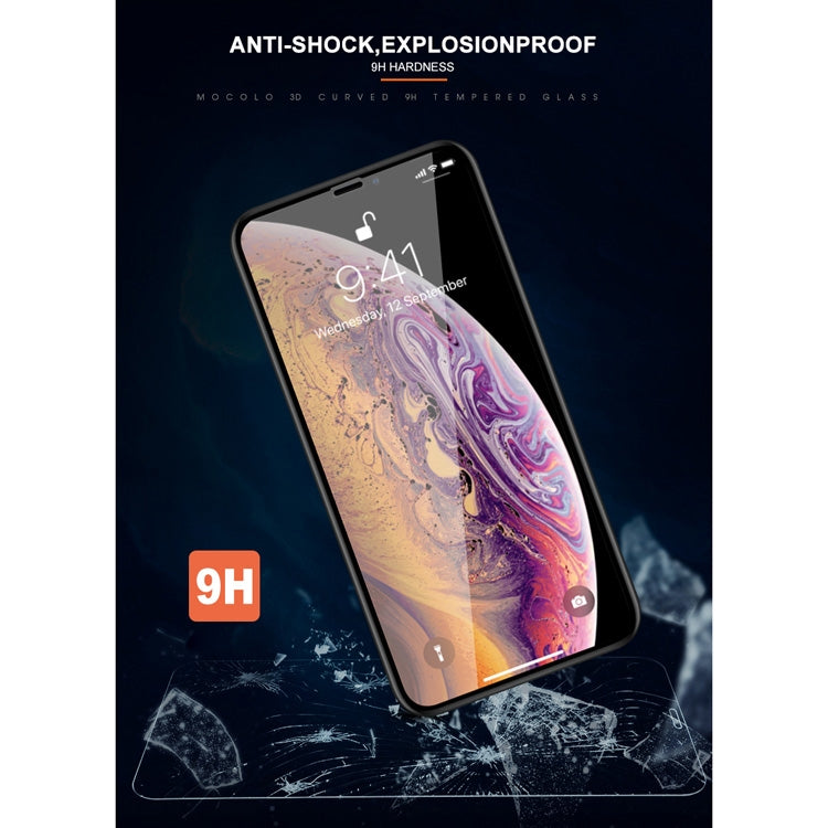 For iPhone XS / X mocolo 0.33mm 9H 3D Round Edge Tempered Glass Film (Black)