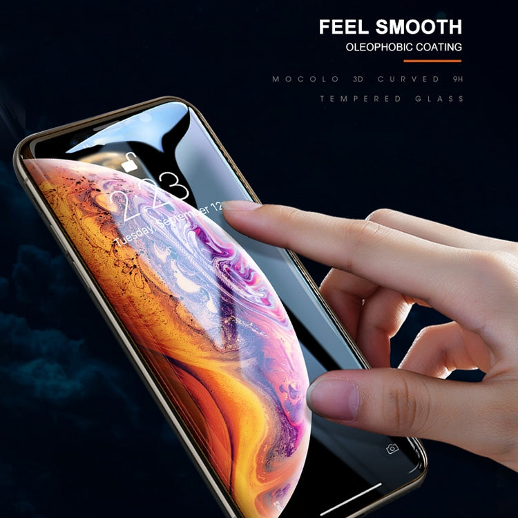 For iPhone XS / X mocolo 0.33mm 9H 3D Round Edge Tempered Glass Film (Black)