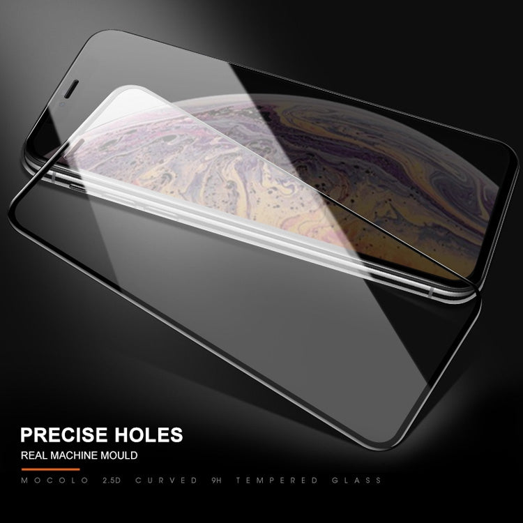 For iPhone XS / X mocolo 0.33mm 9H 2.5D Silk Print Tempered Glass Film (Black)