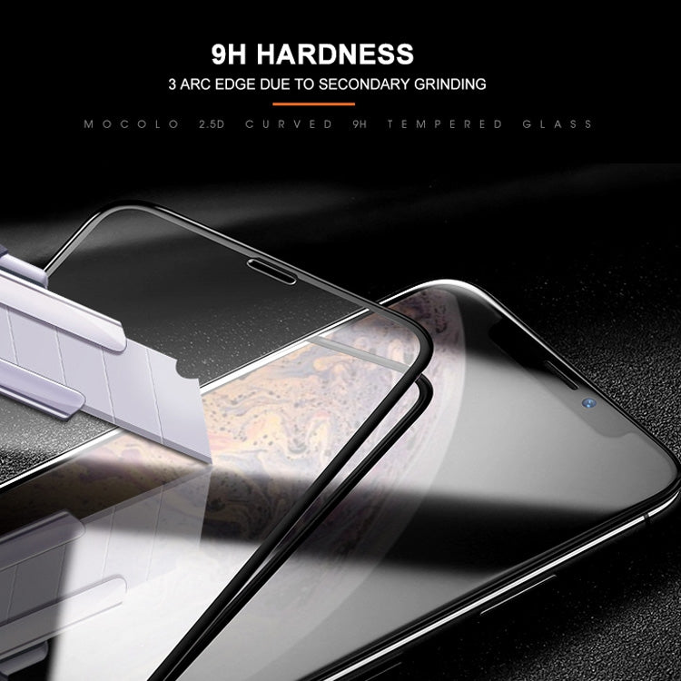 For iPhone XS / X mocolo 0.33mm 9H 2.5D Silk Print Tempered Glass Film (Black)