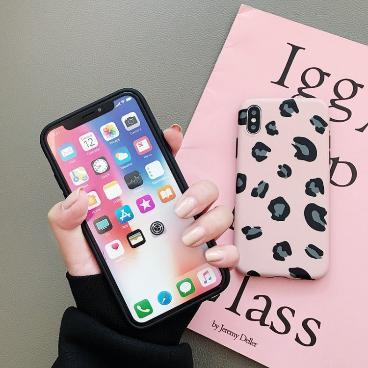 For iPhone X / XS Leopard Pattern Shockproof IMD Scrub Soft TPU Case (Pink)