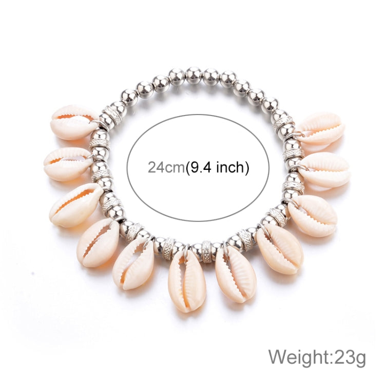1 Pair Ladies Brand New Beach Sea Boho Vintage Shell Anklets(Silver)