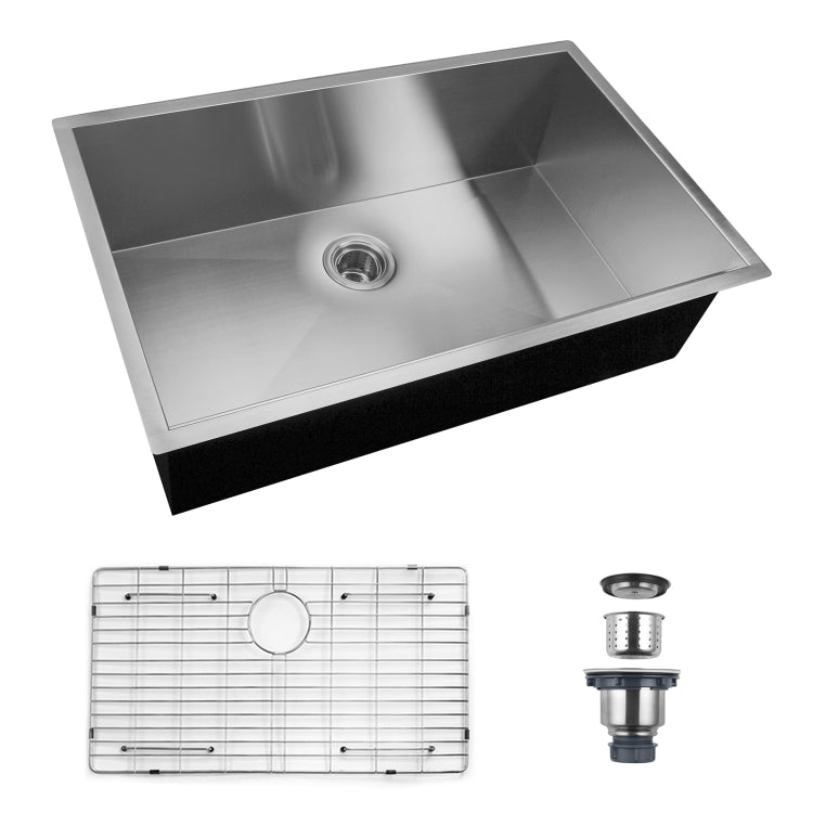 [US Warehouse] Stainless Steel Single Bowl Kitchen Sink, Size: 32 x 19 x 9 inch