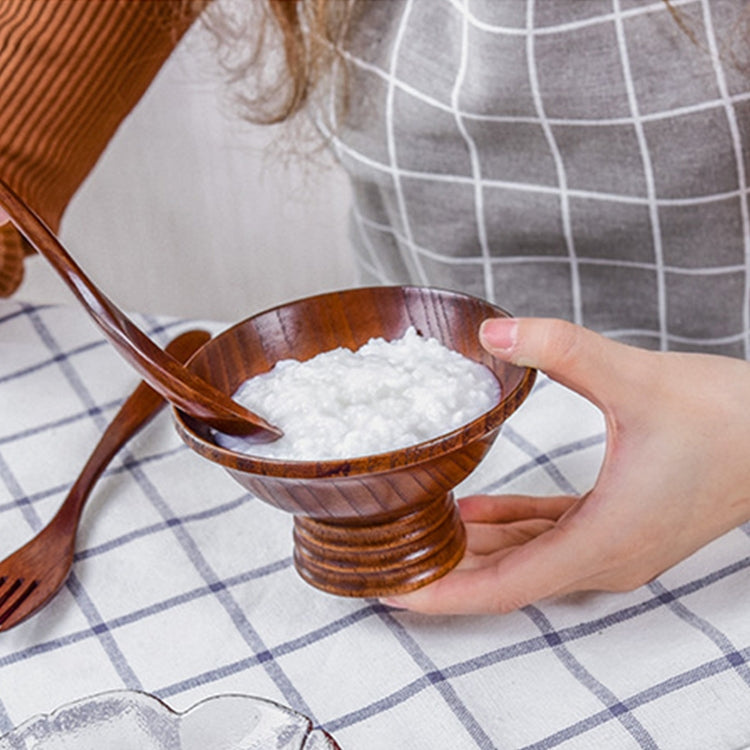 Natural Jujube Wooden Bowl High Foot Rice Bowl (Wood)