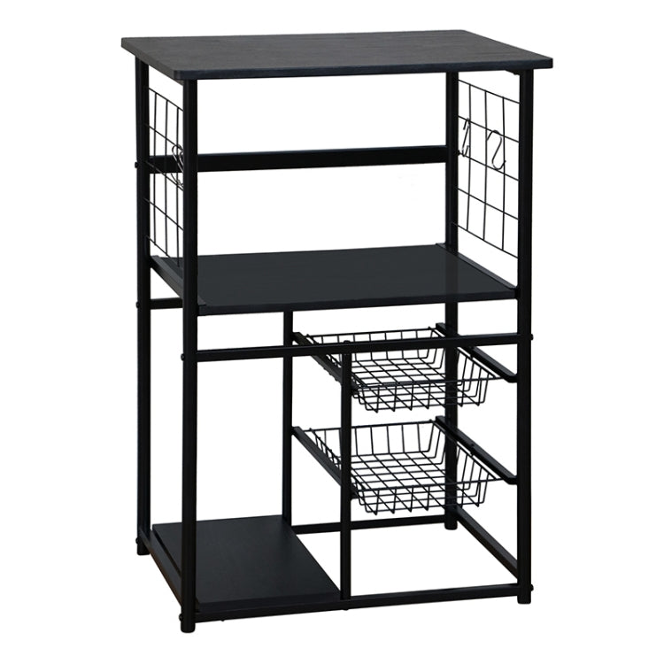 [JPN Warehouse] PVC Kitchen Shelf Range Hood Bracket with Removable Basket & Shelf, Size: 90.5 x 59.5 x 45.8cm(Black)