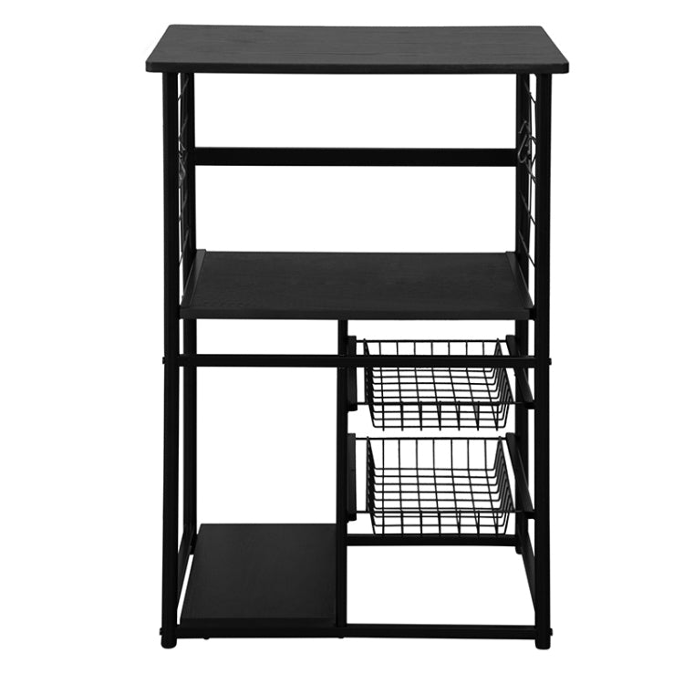 [JPN Warehouse] PVC Kitchen Shelf Range Hood Bracket with Removable Basket & Shelf, Size: 90.5 x 59.5 x 45.8cm(Black)