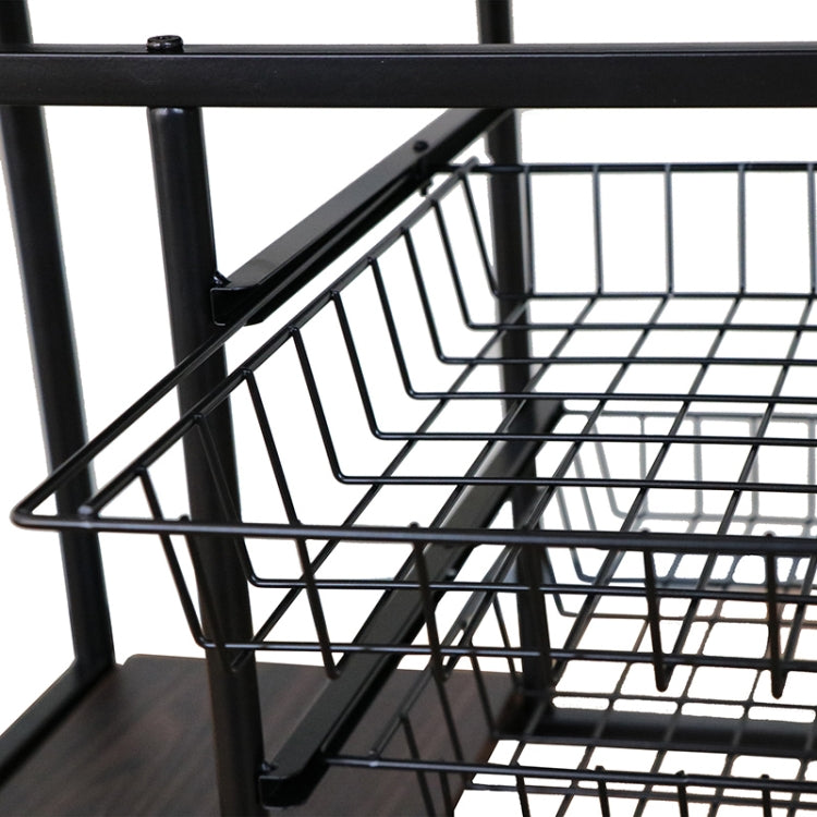 [JPN Warehouse] PVC Kitchen Shelf Range Hood Bracket with Removable Basket & Shelf, Size: 90.5 x 59.5 x 45.8cm(Black)