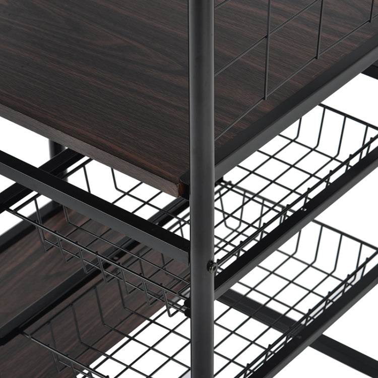 [JPN Warehouse] PVC Kitchen Shelf Range Hood Bracket with Removable Basket & Shelf, Size: 90.5 x 59.5 x 45.8cm(Black)