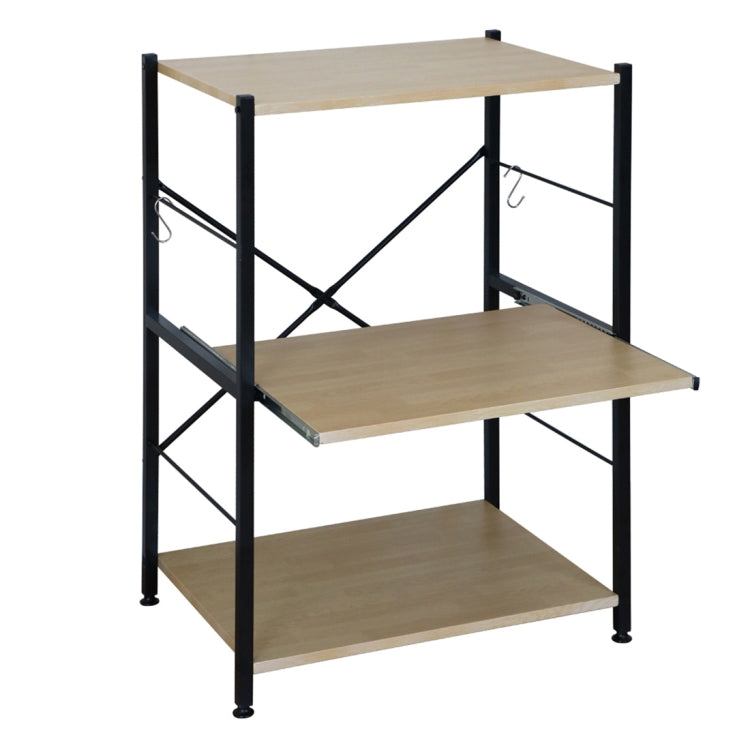 [JPN Warehouse] Three-layer PVC kitchen Shelf Range Hood Bracket with Removable Shelf, Size: 84.2 x 60.7 x 46cm (Wood Color)