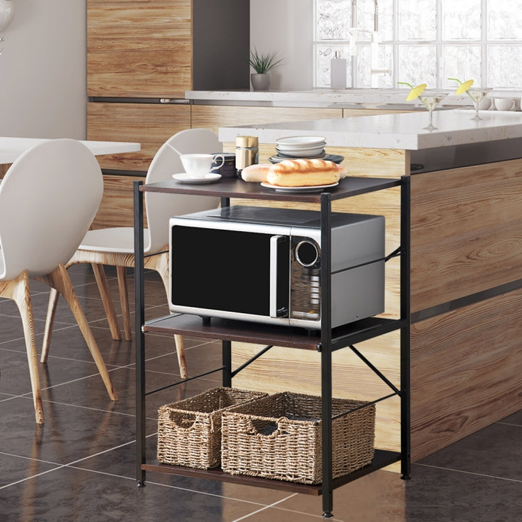 [JPN Warehouse] Three-layer PVC kitchen Shelf Range Hood Bracket with Removable Shelf, Size: 84.2 x 60.7 x 46cm (Wood Color)