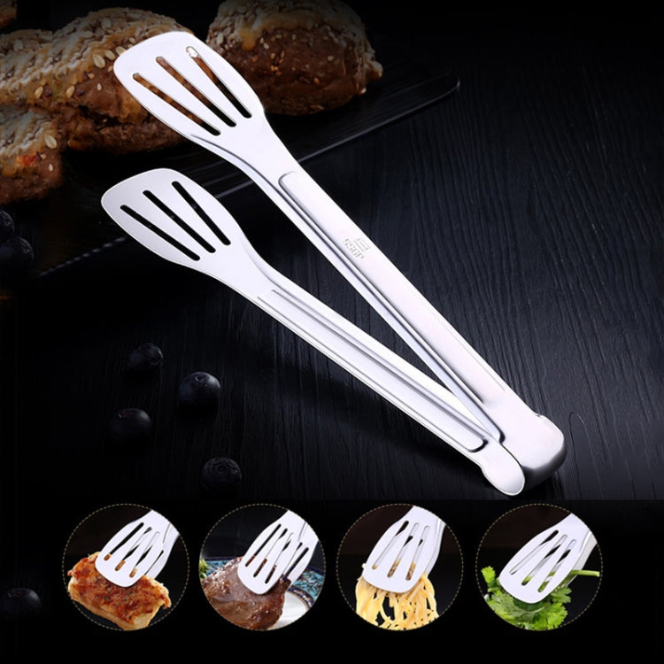 Stainless Steel Barbecue Steak Clip Tongs BBQ Roasting Shovels Leak Steak Shovel Spatula Food Clamp Bread Clips, Length: 28.5cm