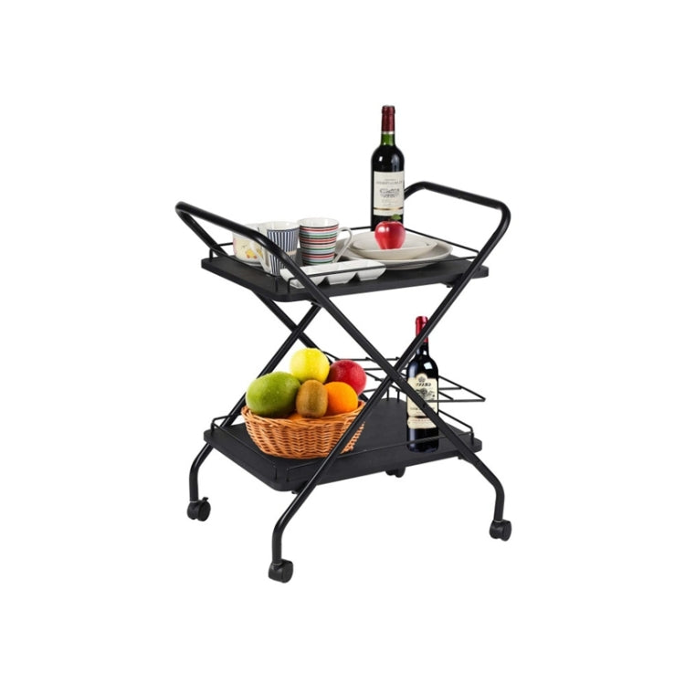 [US Warehouse] Metal Bar Service Car with Wine Rack & Wheels, Size: : 23.7x17.5x27.5 inch