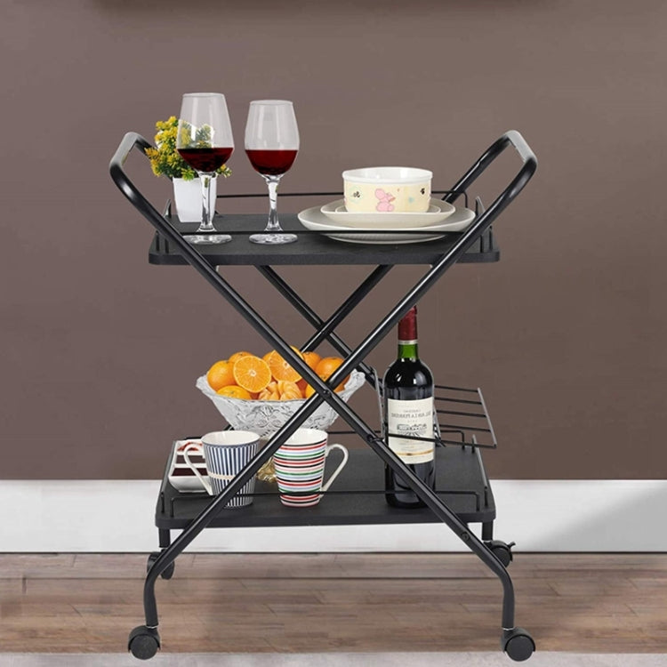 [US Warehouse] Metal Bar Service Car with Wine Rack & Wheels, Size: : 23.7x17.5x27.5 inch