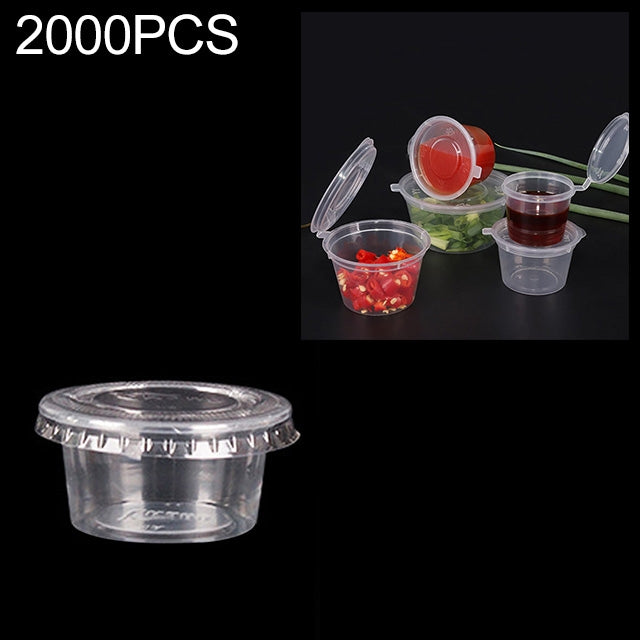 2000 PCS Thick Disposable Transparent Plastic Takeout Packaging Seasoning Box with Lid, Styleï¼š 1oz Split Cup 30ml