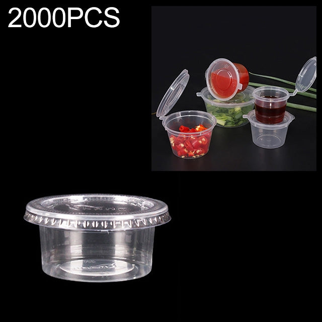 2000 PCS Thick Disposable Transparent Plastic Takeout Packaging Seasoning Box with Lid, Styleï¼š 3oz Split Cup 90ml