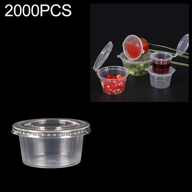 2000 PCS Thick Disposable Transparent Plastic Takeout Packaging Seasoning Box with Lid, Styleï¼š 5oz Split Cup 150ml