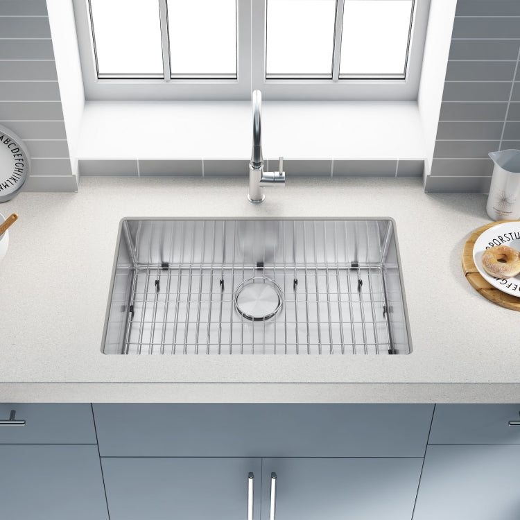 [US Warehouse] Stainless Steel Kitchen Sink Combination with Faucet, Size: 30x18x9 inch