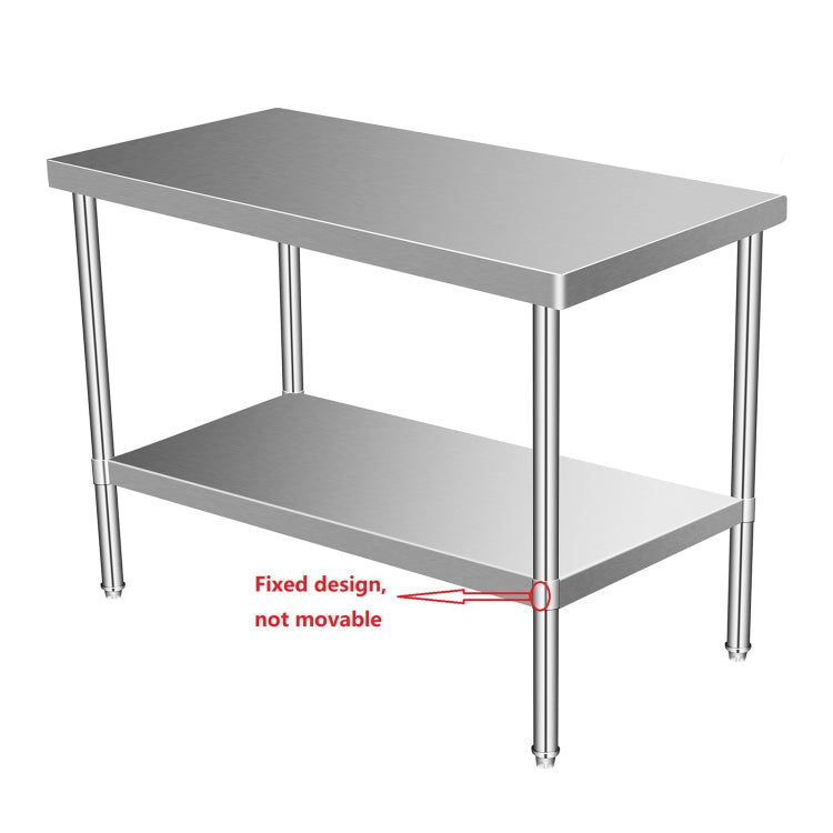 [US Warehouse] Heavy Duty Stainless Steel Workbench Kitchen Food Preparation Table Double Shelf, Size: 36 x 35 x 24 inch