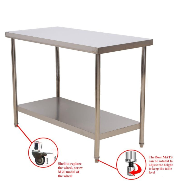 [US Warehouse] Heavy Duty Stainless Steel Workbench Kitchen Food Preparation Table Double Shelf, Size: 36 x 35 x 24 inch